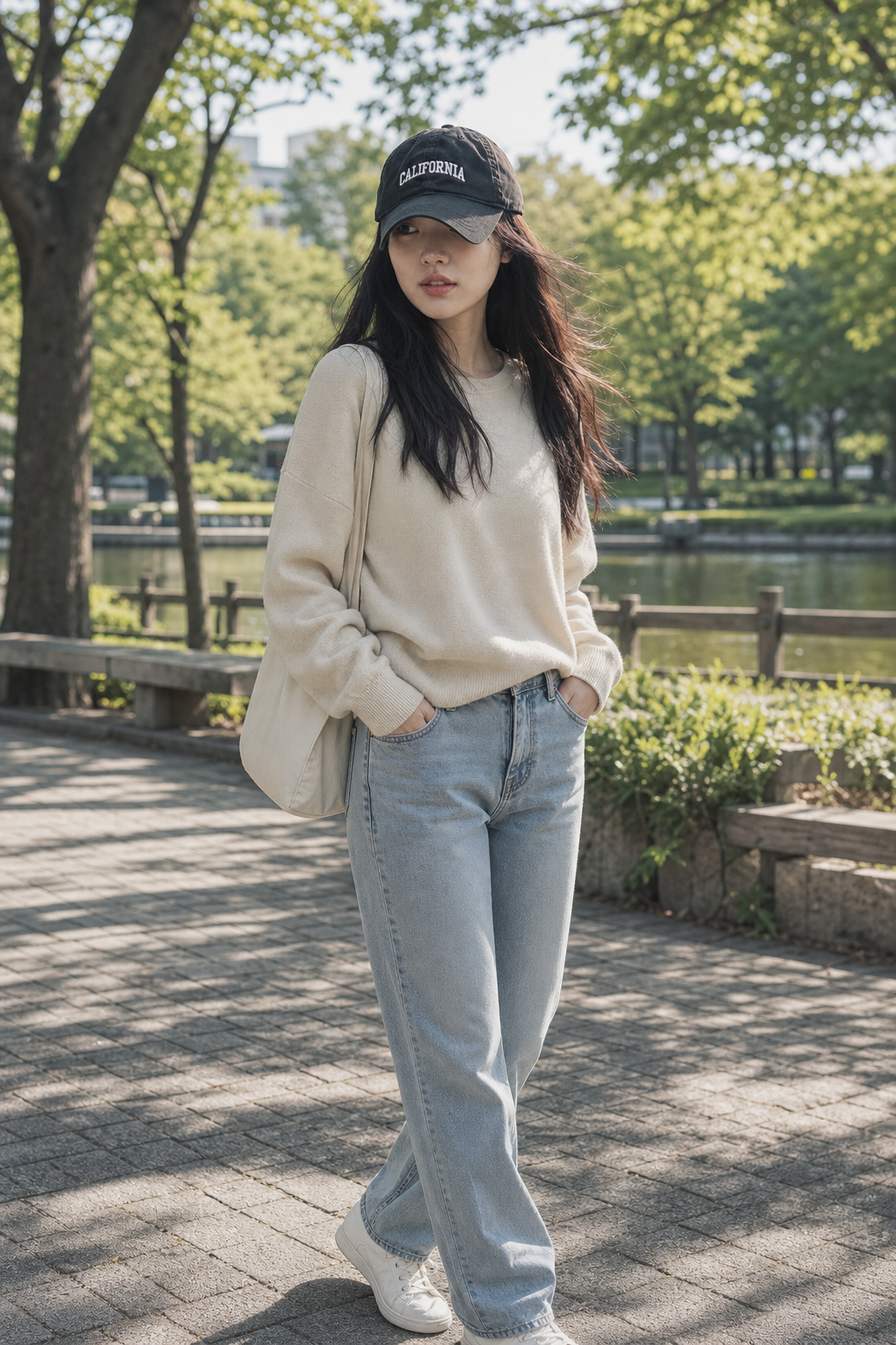 Chic Weekend Stroll with CALIFORNIA Embroidered Baseball Cap